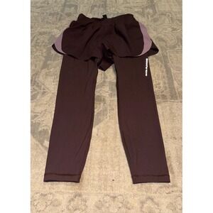 Anta Womens Size‎ Medium Brown Athletic Gym Shorts With Tights Fitted Running